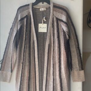 MARBLE Women's Striped‎ Cardigan - Black and Cream